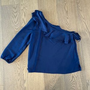 Navy ruffle one shoulder top - size 4